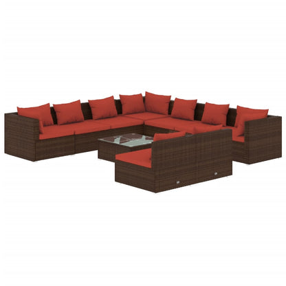 10-Delige Loungeset Met Kussens Poly Rattan 1