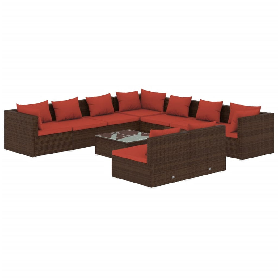 10-Delige Loungeset Met Kussens Poly Rattan 1