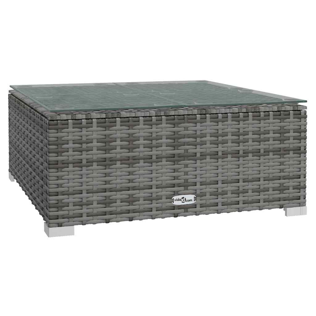 10-delige Loungeset met kussens poly rattan grijs