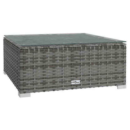 10-delige Loungeset met kussens poly rattan grijs
