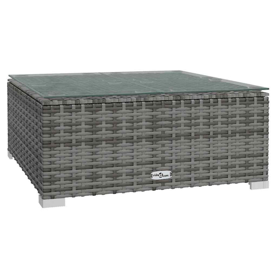10-delige Loungeset met kussens poly rattan grijs