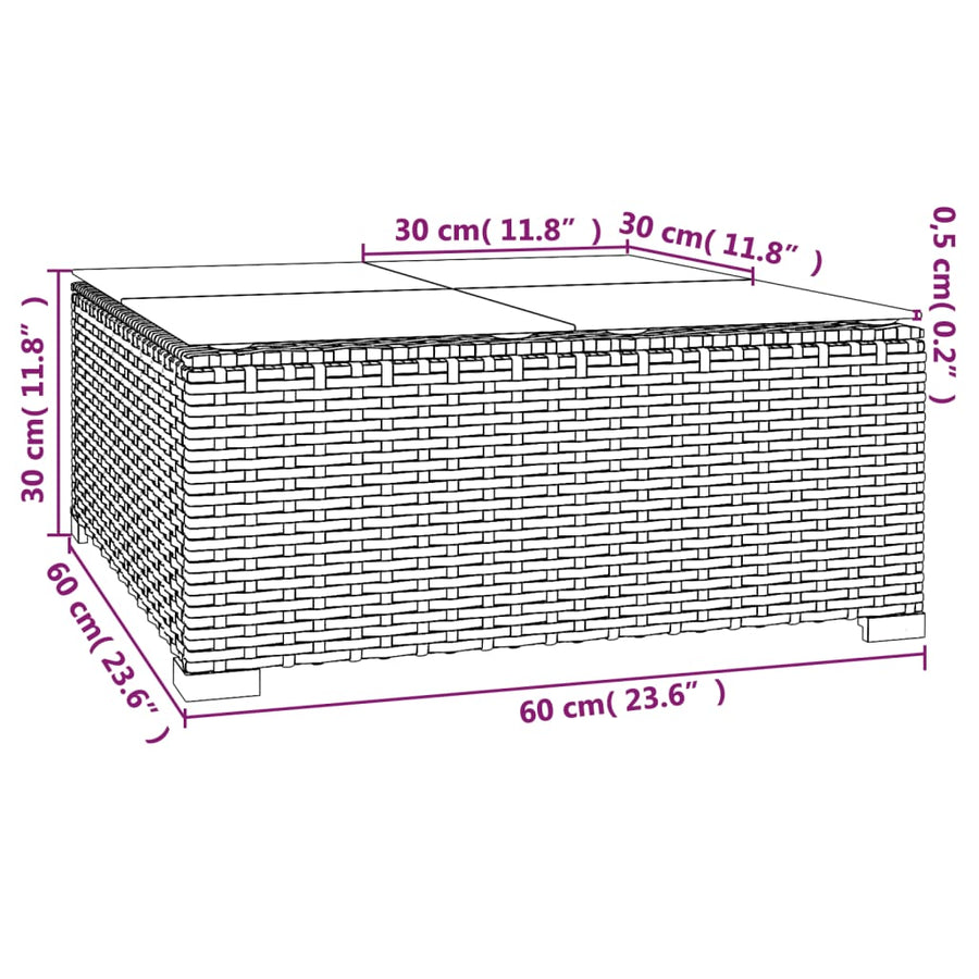 10-delige Loungeset met kussens poly rattan grijs