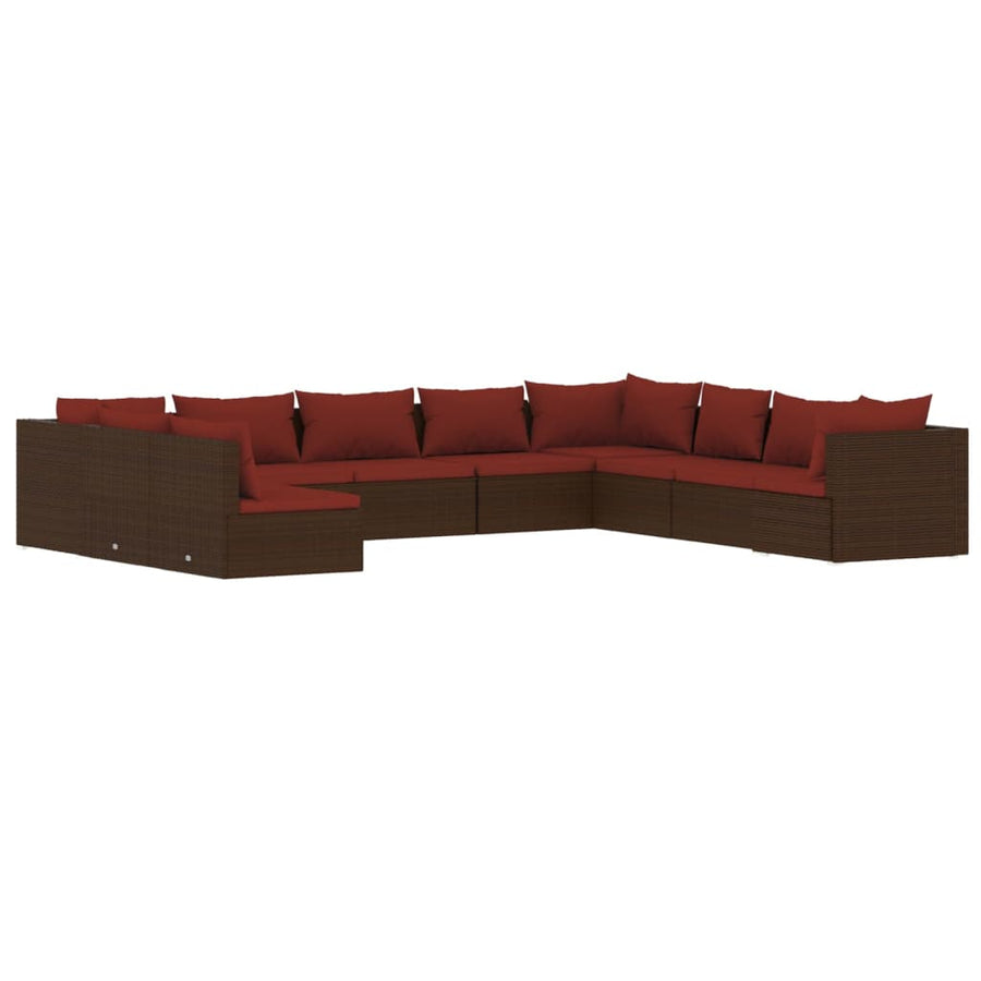 10-Delige Loungeset Met Kussens Poly Rattan 1