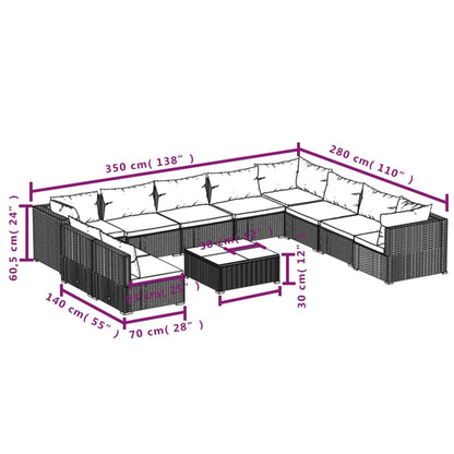 1 Loungeset Met Kussens Poly Rattan 1