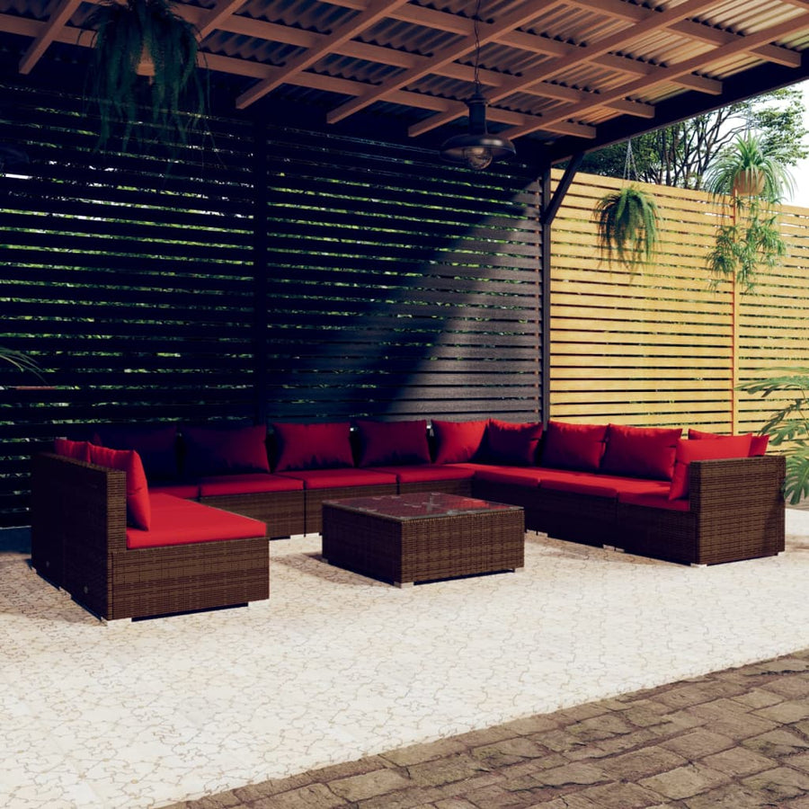 1 Loungeset Met Kussens Poly Rattan 1
