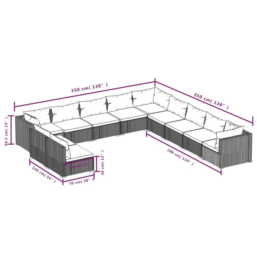 1 Loungeset Met Kussens Poly Rattan 1