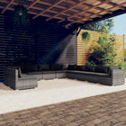 -Delige Loungeset Met Kussens Poly Rattan Grijs En Antraciet 3x hoek + 8x midden