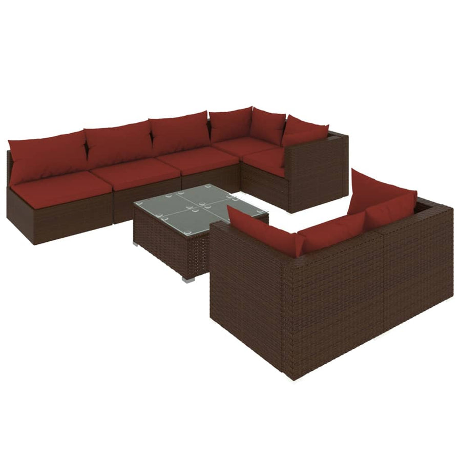 8-Delige Loungeset Met Kussens Poly Rattan 1