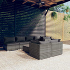 Loungeset 8-delig poly rattan grijs