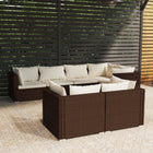 7-delige Loungeset met kussens poly rattan bruin 5x hoek + 2x midden