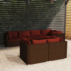 7-delige Loungeset met kussens poly rattan bruin 5x hoek + 2x midden