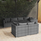 7-Delige Loungeset Met Kussens Poly Rattan Grijs En Antraciet 5x hoek + 2x midden