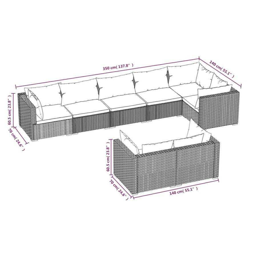 8-Delige Loungeset Met Kussens Poly Rattan 1