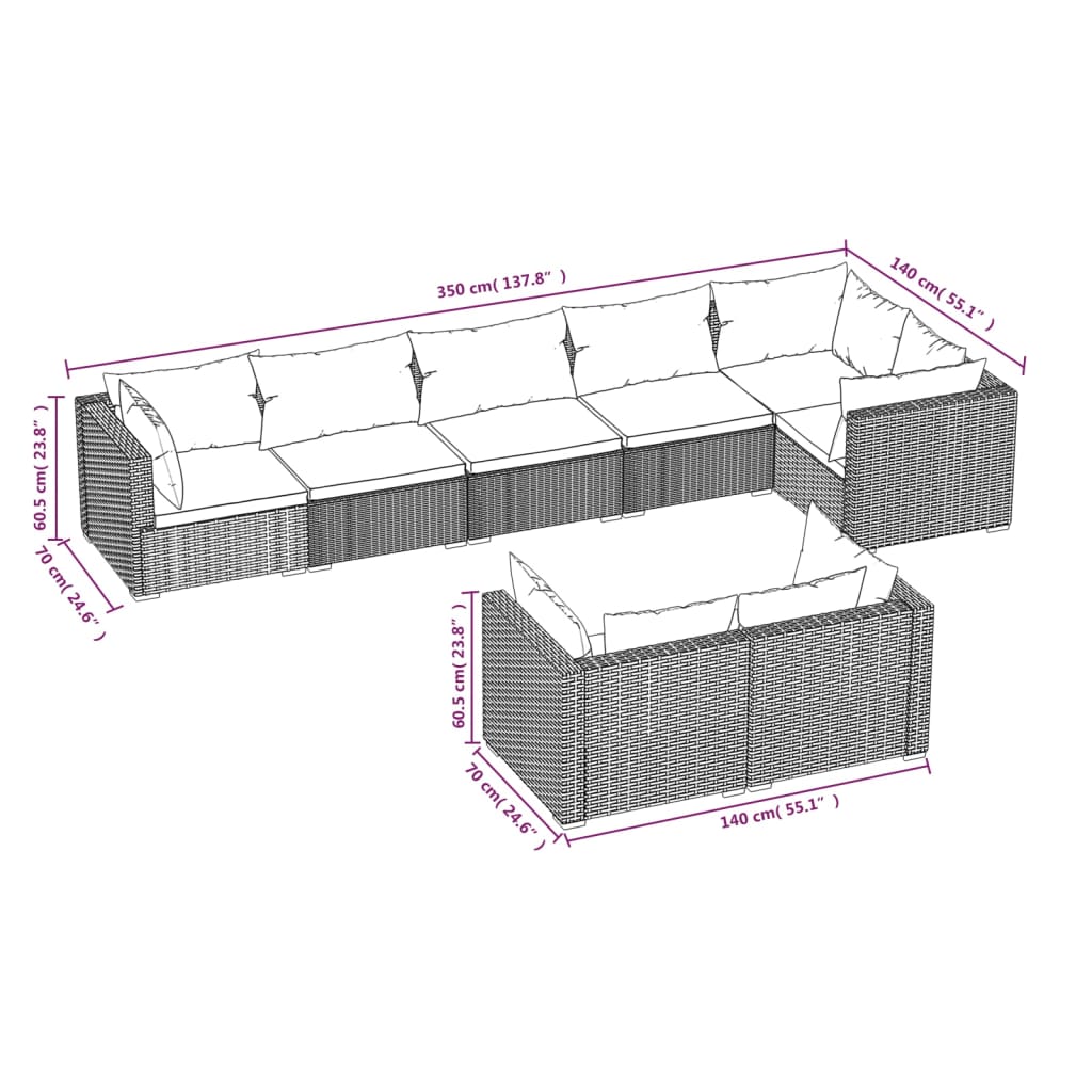 8-Delige Loungeset Met Kussens Poly Rattan 1
