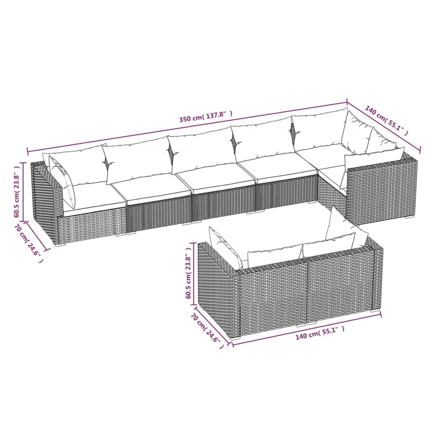 8-Delige Loungeset Met Kussens Poly Rattan 1