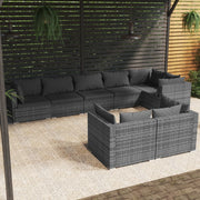 Loungeset 8-delig poly rattan grijs