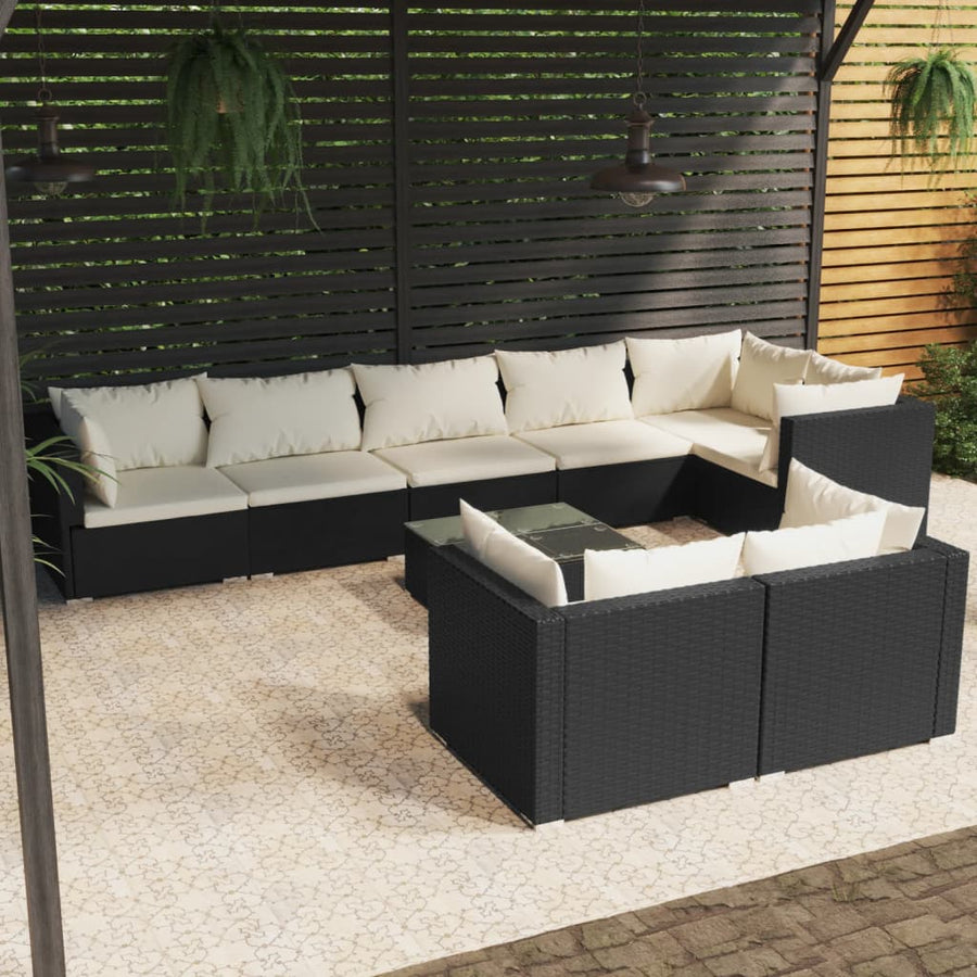 9-Delige Loungeset Met Kussens Poly Rattan 1