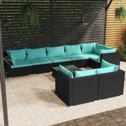 Loungeset 9-delig poly rattan zwart