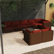 Loungeset 9-delig poly rattan bruin