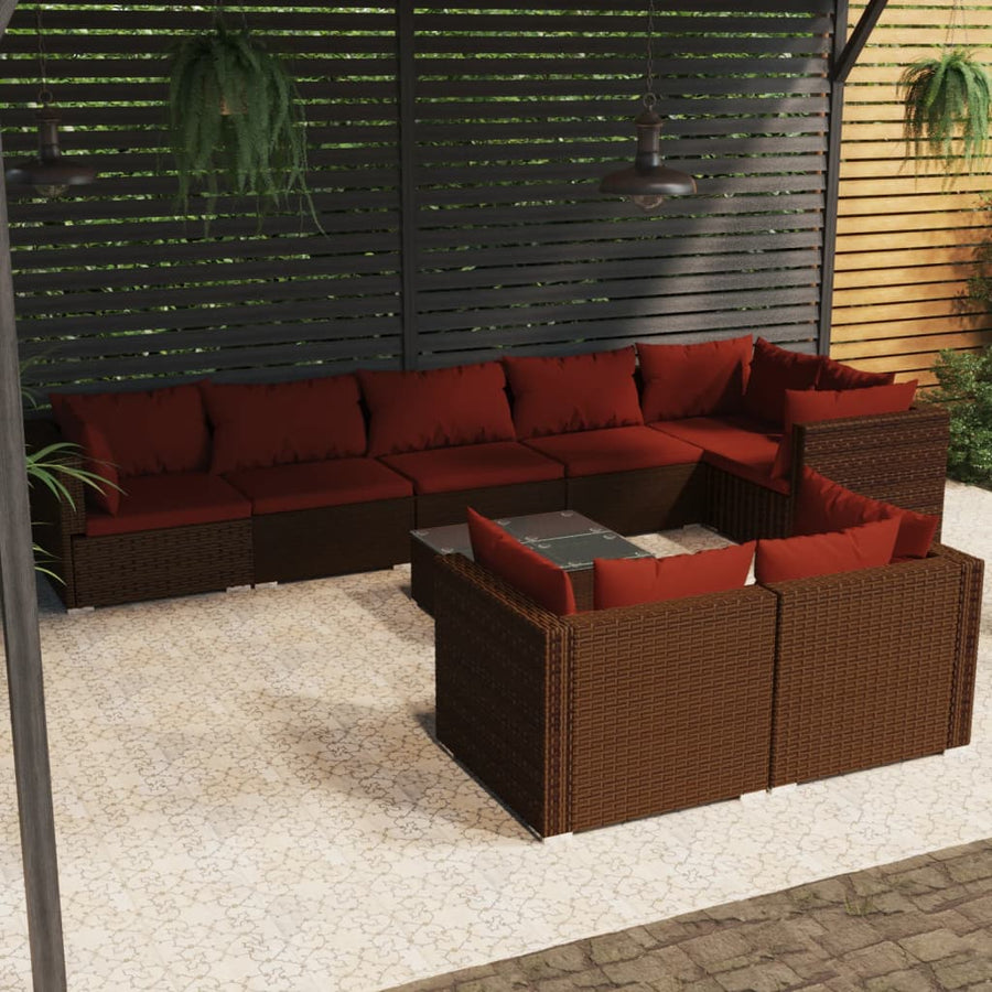 9-Delige Loungeset Met Kussens Poly Rattan 1