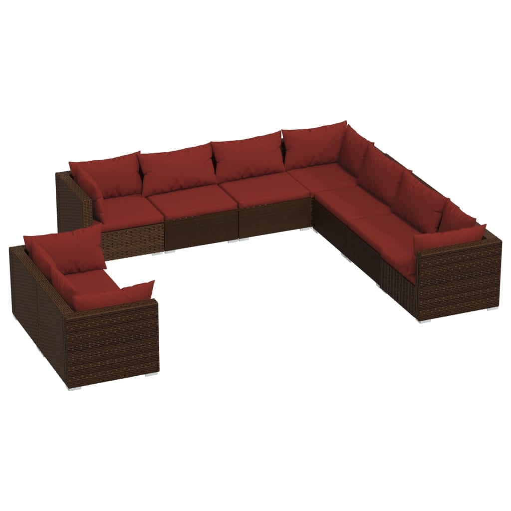 9-Delige Loungeset Met Kussens Poly Rattan 1