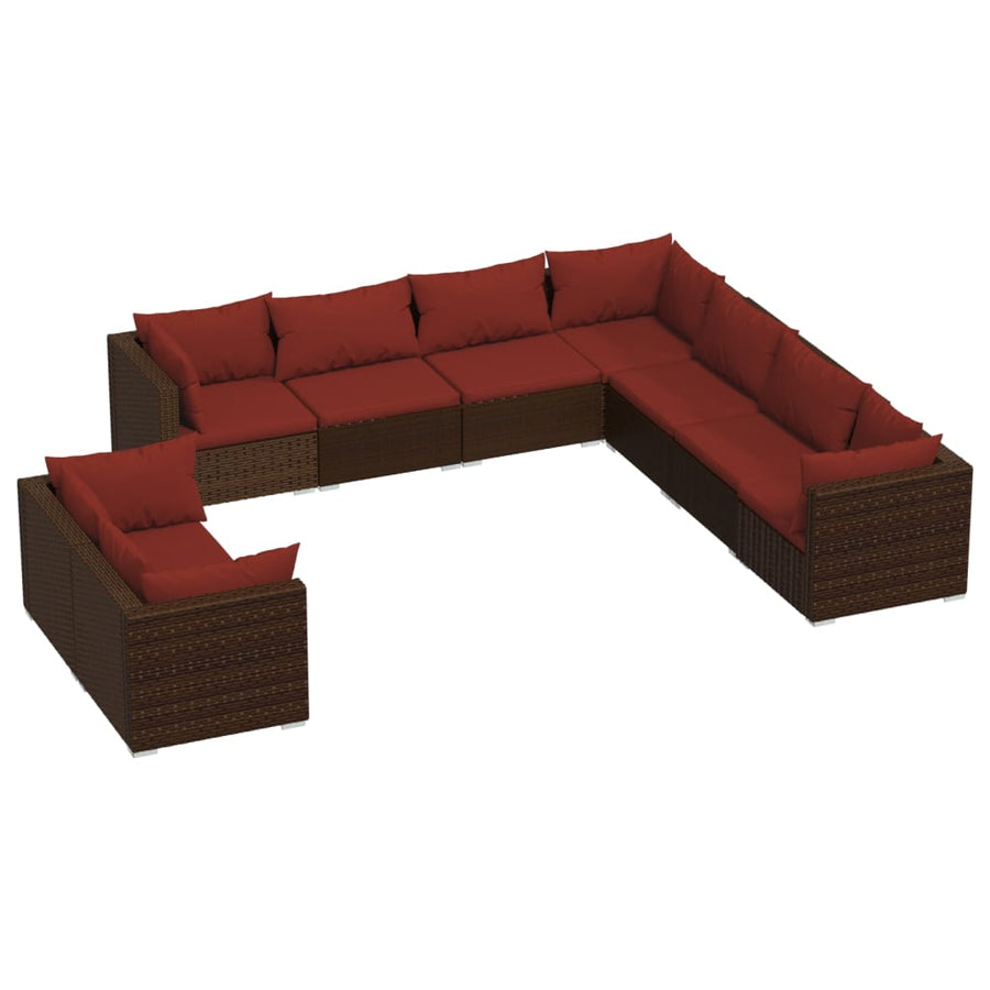 9-Delige Loungeset Met Kussens Poly Rattan 1