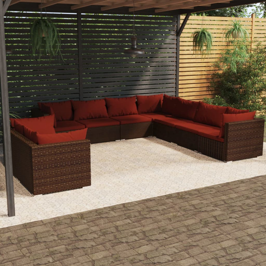 9-Delige Loungeset Met Kussens Poly Rattan 1