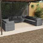 9-Delige Loungeset Met Kussens Poly Rattan Grijs En Antraciet 5x hoek + 4x midden