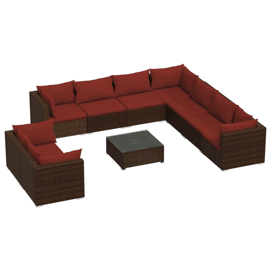 10-Delige Loungeset Met Kussens Poly Rattan 1