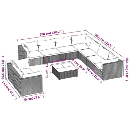 10-Delige Loungeset Met Kussens Poly Rattan 1