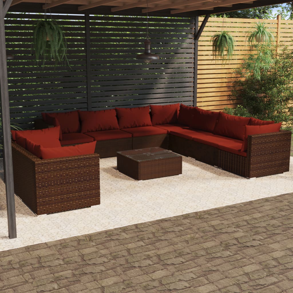 10-Delige Loungeset Met Kussens Poly Rattan 1