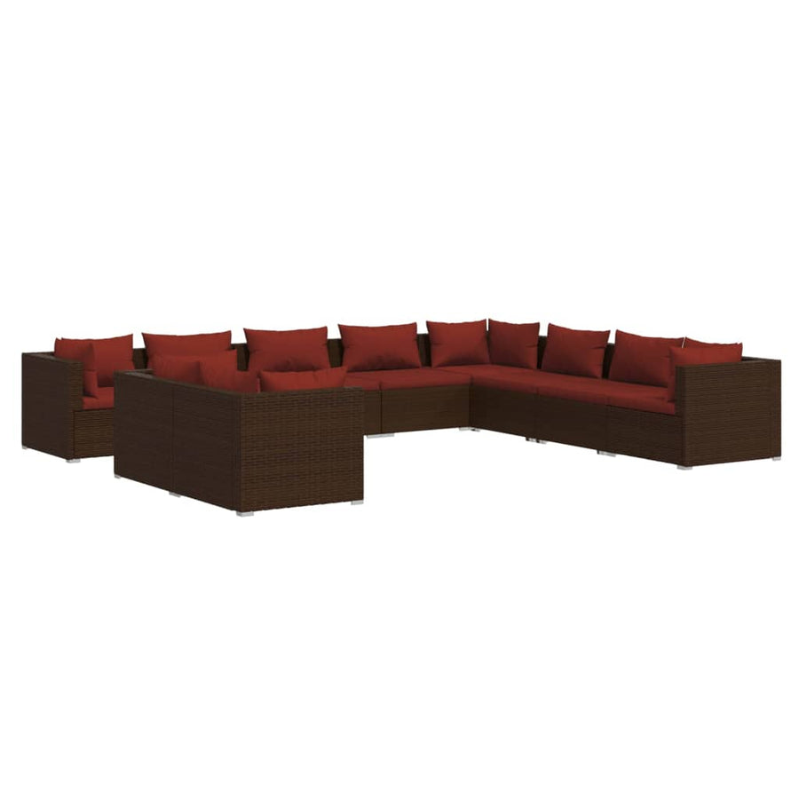 10-Delige Loungeset Met Kussens Poly Rattan 1