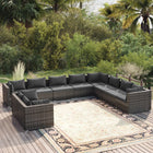 0-Delige Loungeset Met Kussens Poly Rattan Grijs En Antraciet 5x hoek + 5x midden