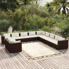 11-delige Loungeset met kussens poly rattan bruin 5x hoek + 6x midden