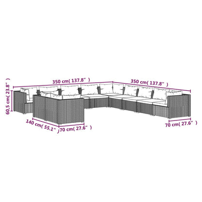 1 Loungeset Met Kussens Poly Rattan 1