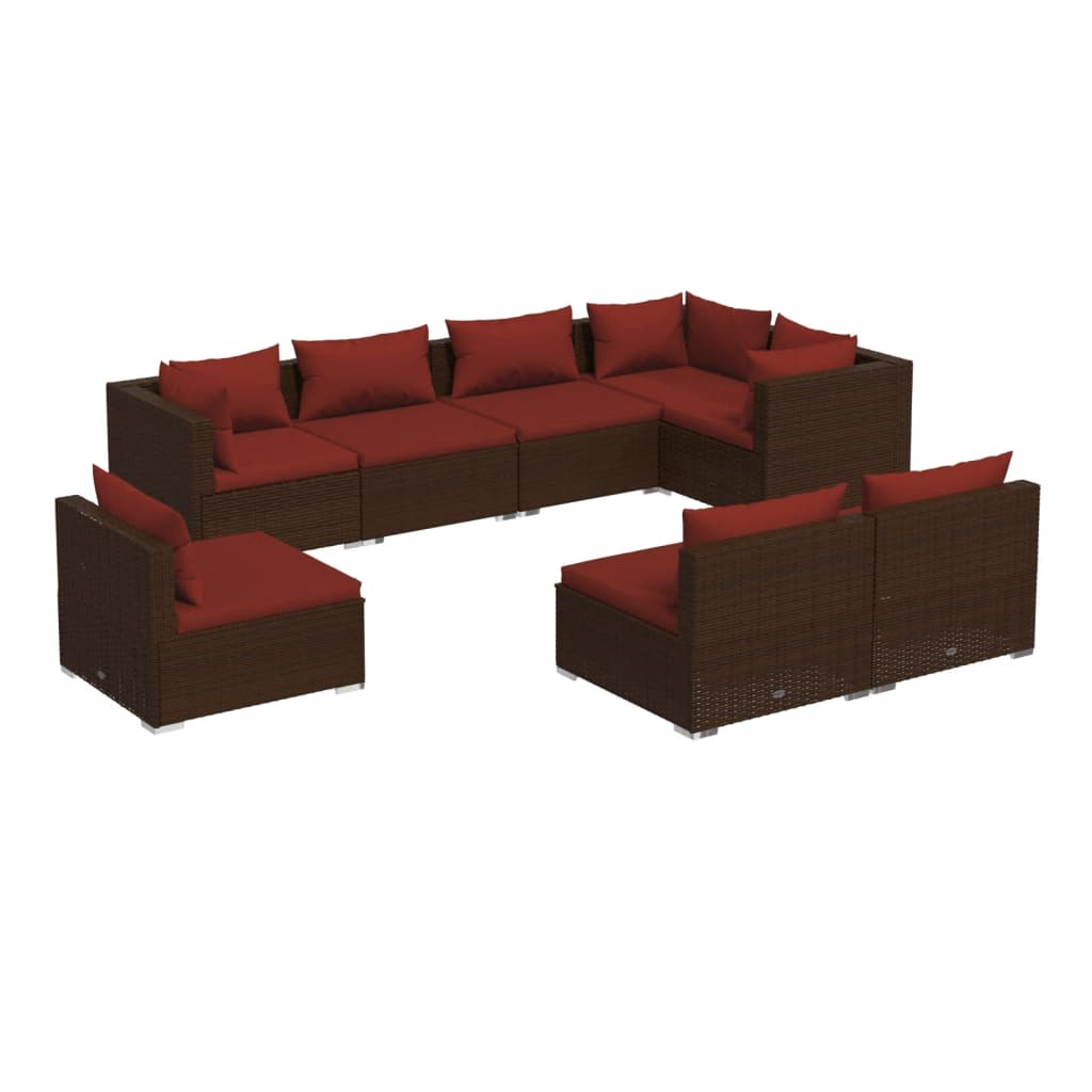 8-Delige Loungeset Met Kussens Poly Rattan 1