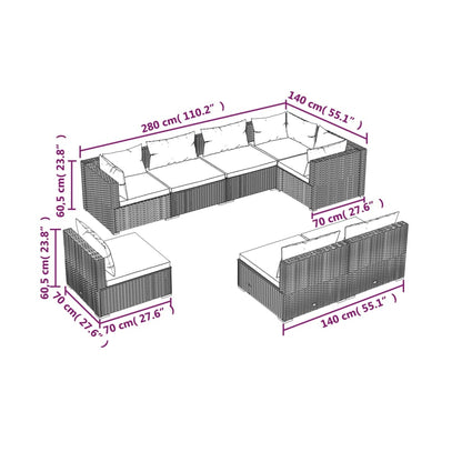 8-Delige Loungeset Met Kussens Poly Rattan 1
