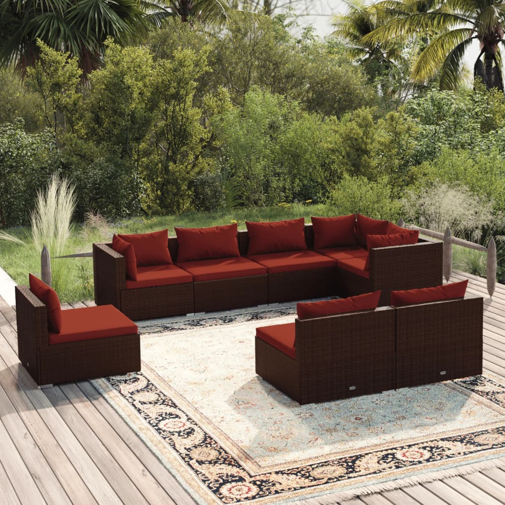 8-Delige Loungeset Met Kussens Poly Rattan 1