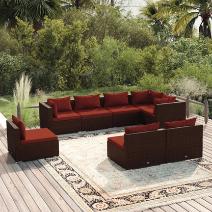 8-Delige Loungeset Met Kussens Poly Rattan 1