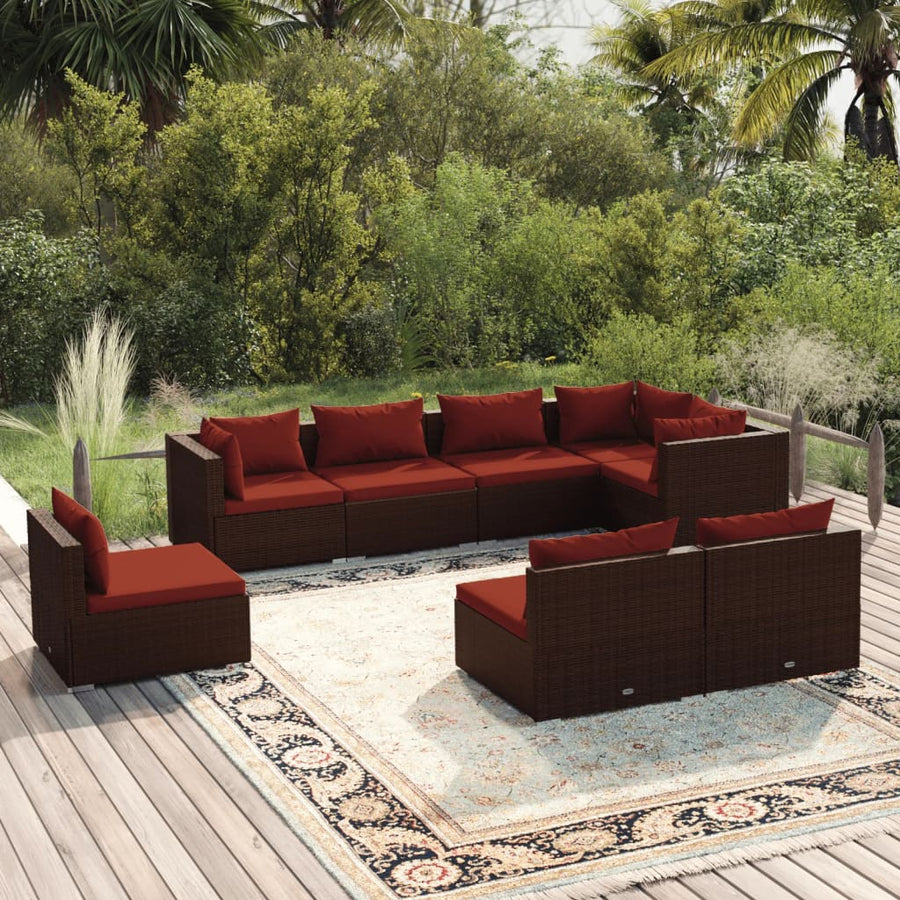 8-Delige Loungeset Met Kussens Poly Rattan 1