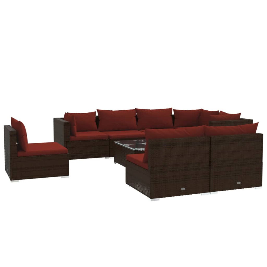 9-Delige Loungeset Met Kussens Poly Rattan 1