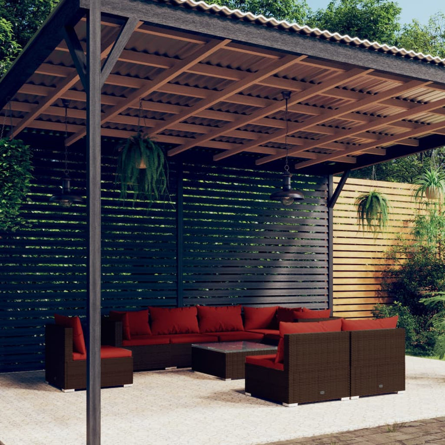 9-Delige Loungeset Met Kussens Poly Rattan 1
