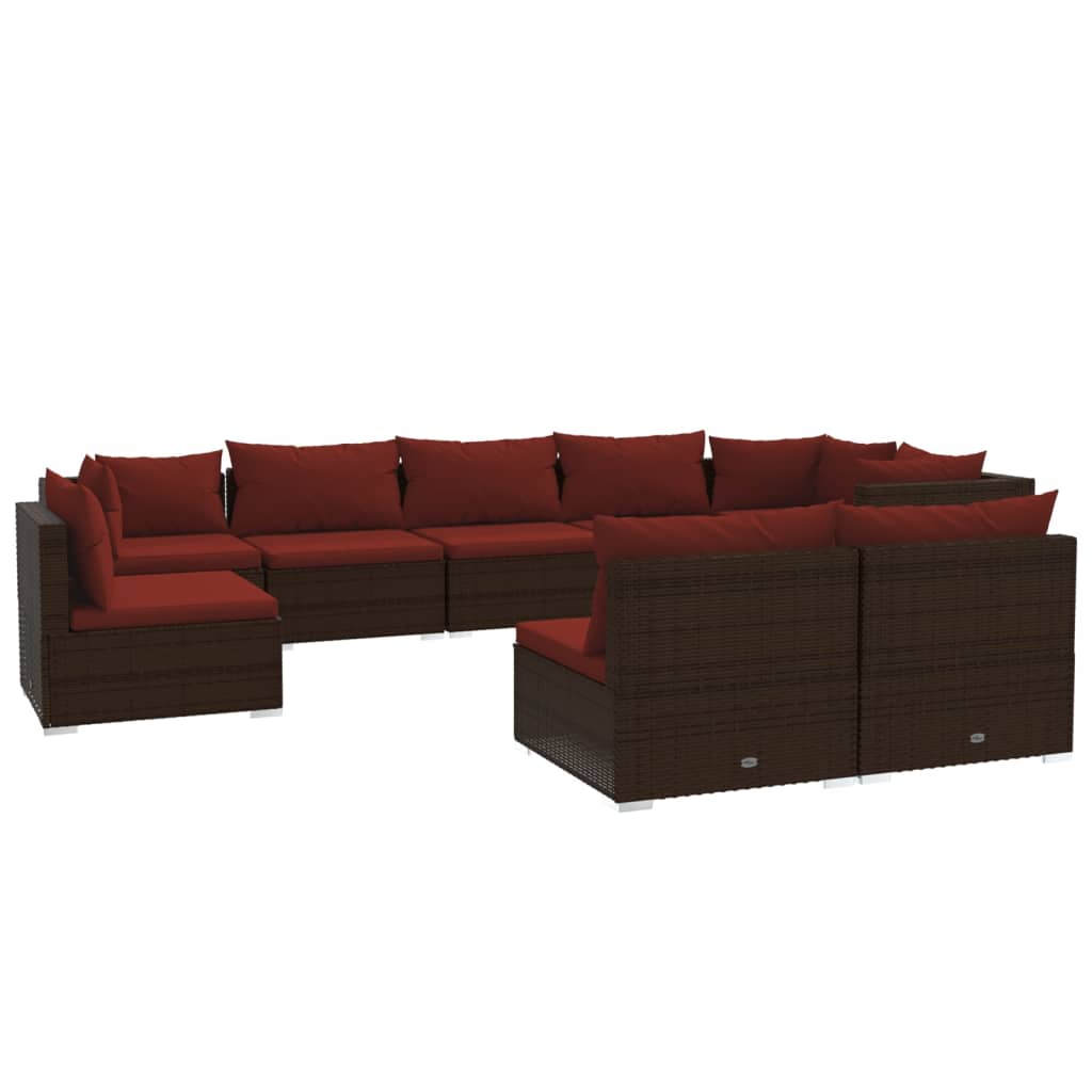 9-Delige Loungeset Met Kussens Poly Rattan 1