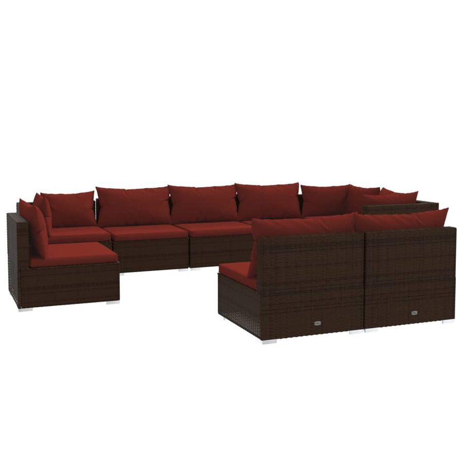 9-Delige Loungeset Met Kussens Poly Rattan 1