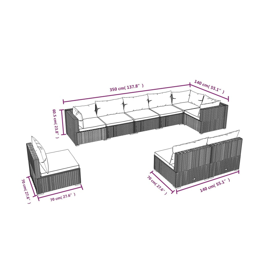 9-Delige Loungeset Met Kussens Poly Rattan 1