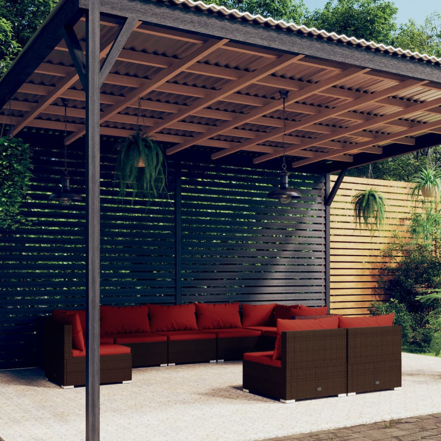 9-Delige Loungeset Met Kussens Poly Rattan 1