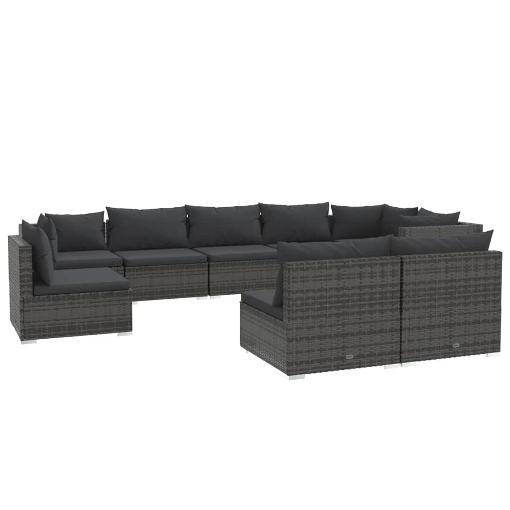 9-Delige Loungeset Met Kussens Poly Rattan 1