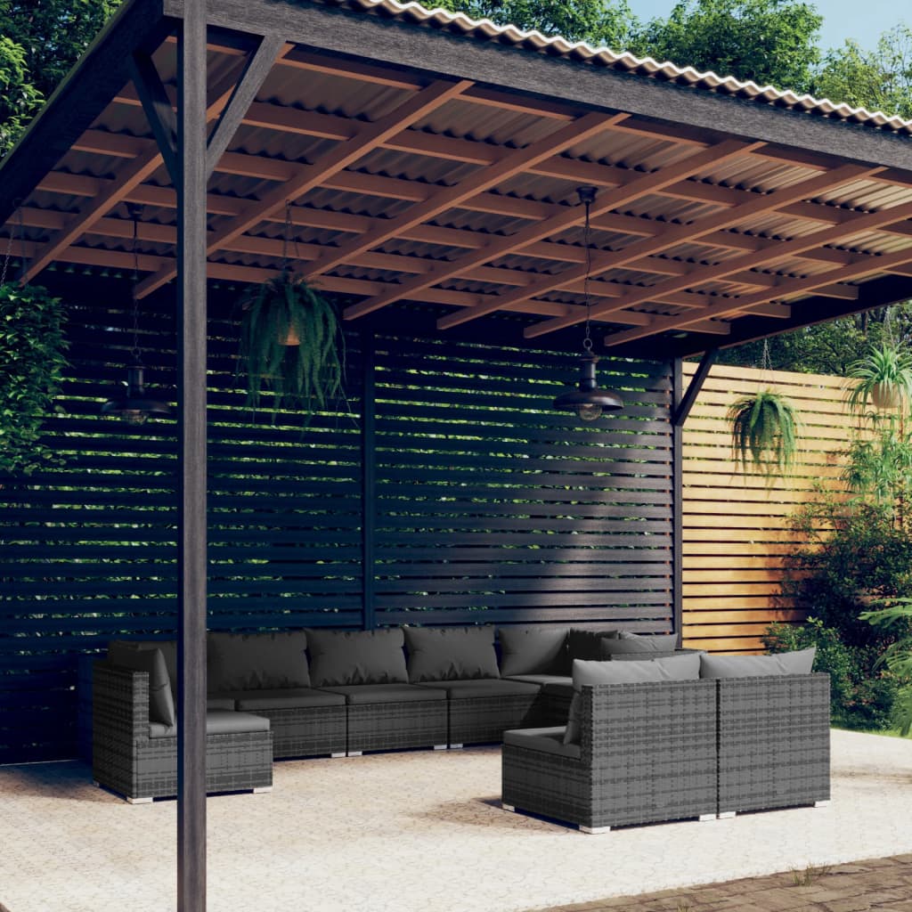 9-Delige Loungeset Met Kussens Poly Rattan 1