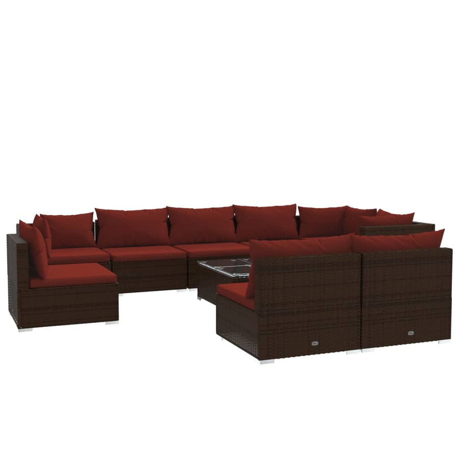 10-Delige Loungeset Met Kussens Poly Rattan 1