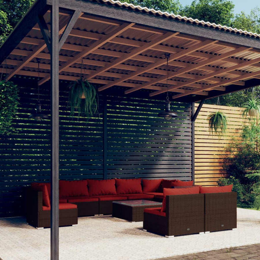 10-Delige Loungeset Met Kussens Poly Rattan 1